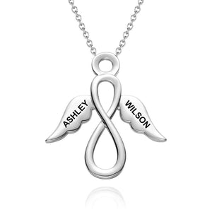 Custom Name Necklace Infinity Wings Necklace Personalized Gift