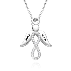 Custom Infinity Necklace Wings Pendant Name Necklace