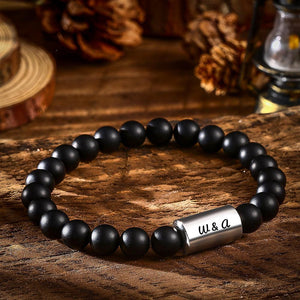Custom Bracelet Engraved Bracelet Men's Bracelet with Beads Gifts for Him