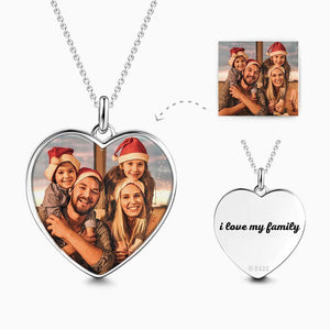 Custom Photo Heart Tag Necklace Engraved Pendant Christmas Gifts
