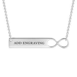 Engravable Infinity Bar Necklace Silver