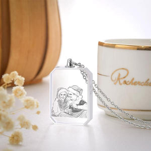 Photo Necklace Laser Etched Crystal Necklace Gifts for Couple's