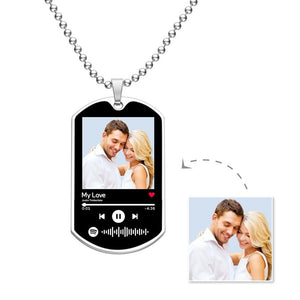 Scannable Custom Spotify Code Necklace Engraved Music Song Photo Necklace Memorial Gifts for Him