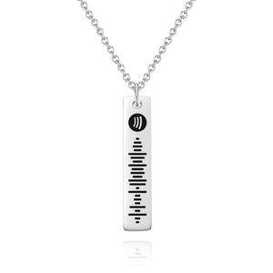 Personalized Bar Necklace Spotify Code Necklace Custom Music Spotify Scan Code Stainless Steel Necklace