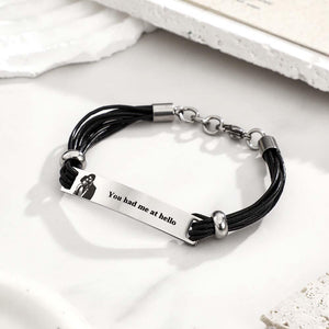 Custom Photo Leather Bracelet Personalized Engraved Adjustable Simple Bracelet Gifts For Men