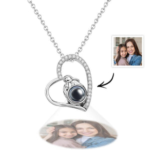 Custom Photo Projection Necklace Creative Heart Diamond Couple Gifts