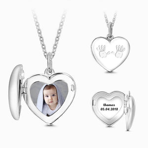 Picture Locket Necklace Photo Necklace Custom Heart Engraved Pendant Women's Necklace Locket With Picture Inside