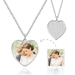 Photo Engraved Necklace Custom Picture Heart Pendant Personalised Necklace Birthday Gift