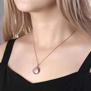 Photo Necklace Custom Locket Jewelry Star Printing Engraved Necklace Rose Gold Plated