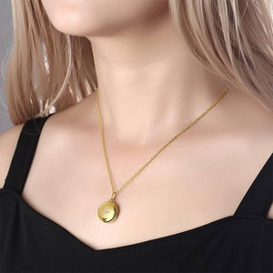 Personalized Engraved Locket Necklace With Picture Inside Star Printing Photo Necklace 14k Gold Plated