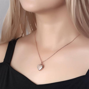 Personalised Engraved Locket Custom Embossed Printing Heart Locket Photo Necklace Gift Rose Gold Plated