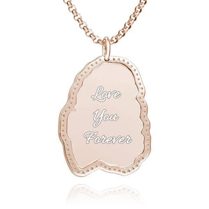 Colorful Photo Engraved Necklace with Rhinestone Crystal Rose Gold Plated