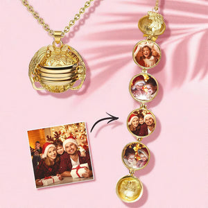 Picture Locket Necklace Engraved Locket Wings Pendant Antique Gold Personalised Gift For Love One