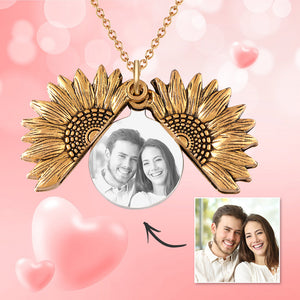 Sunflower Pendant Openable Necklace Sunflower Necklace with Your Photo