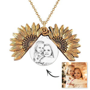 Sunflower Pendant Openable Necklace Sunflower Necklace with Your Photo