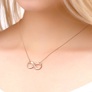 Engraved Necklace, Infinity Love Necklace Rose Gold Plated