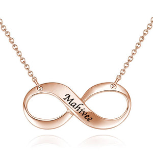 Engraved Necklace, Infinity Love Necklace Rose Gold Plated