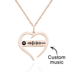 Scannable Spotify Code Necklace Hollowed Heart Shaped Necklace Gifts for Girlfriend