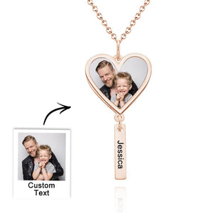 Custom Photo Engraved Necklace Heart Shaped Optional Pendant Necklace