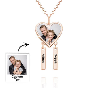 Custom Photo Engraved Necklace Heart Shaped Optional Pendant Necklace
