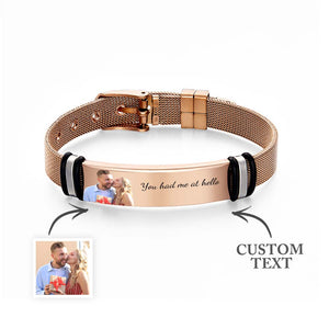 Custom Photo Engraved Bracelet Rose Gold Gift for Wedding Day