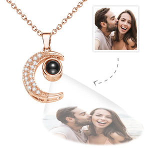 Custom Photo Projection Necklace Rhinestone Moon Exquisite Gifts