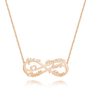 Infinity Five Name Necklace Rose Gold