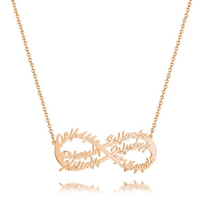 Infinity Six Name Necklace Rose Gold