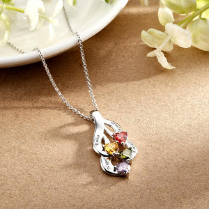 Engravable Vintage Necklace With Heart Birthstone Pendant Necklace For Her
