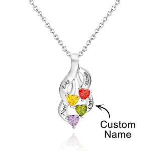 Engravable Vintage Necklace With Heart Birthstone Pendant Necklace For Her
