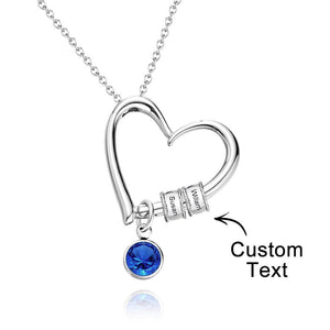 Heart Necklace with Engraved Beads Personalized Charming Necklace for Mom
