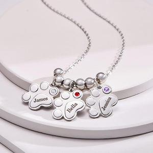 Custom Birthstone Engraved Necklace Foot Fun Pet Gifts