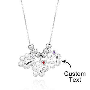 Custom Birthstone Engraved Necklace Foot Fun Pet Gifts