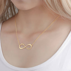 Custom Name Necklace with Birthstone Infinity Necklace 14k Gold Plated