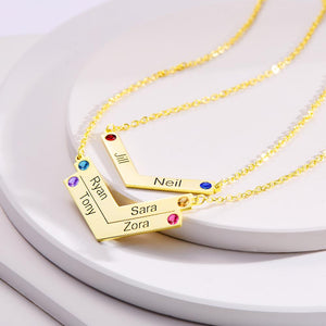 Custom Engraved Birthstone Necklace Triangle Simple Gifts