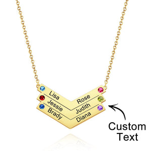 Custom Engraved Birthstone Necklace Triangle Simple Gifts