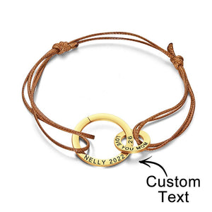 Custom Engraved Two Circles Bracelet Personalized Elegant Bracelet for Women