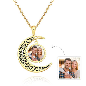 Moon Pendant Custom Photo Necklace The Love of Moon Necklace for Couples