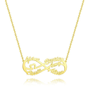 Infinity Five Name Necklace 14k Gold