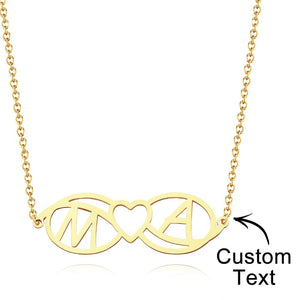 Love Name Necklace Personalized Love Heart Infinite Initials Necklace Gift for Her