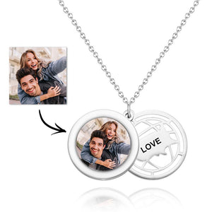 Custom Photo Engraved Necklace Slidable Global Travel Locket Necklace Creative Gift
