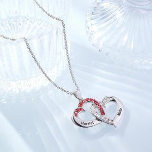 Custom Engraved Necklace Interlocked Heart Design Gifts