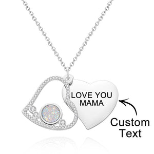 Custom Engraved Necklace Heart Shaped Double Rhinestone Gifts