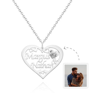 Custom Photo Engraved Necklace Heart-shaped Pendant Necklace Gift for Lover