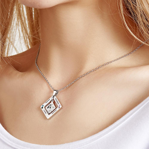 Square necklace with on sale name