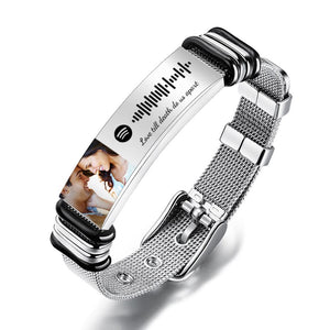 Gift for Him Photo Bracelet Spotify Code Bracelet Metal Bracelet Scannble Music Gift For Father