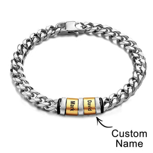 Custom Engraved Name Bracelet Women Men Silver Gold Stainless Steel Mothers Day Jewelry Fathers Day Gift