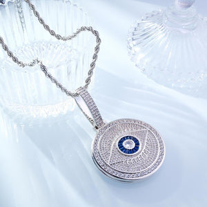 Custom Photo Necklace Evil Eye Pendant Hip Hop Gifts