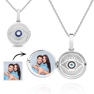 Custom Photo Necklace Evil Eye Pendant Hip Hop Gifts