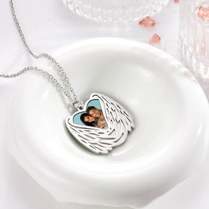 Custom Photo Necklace Angel Wings Pendant Necklace Gift for Women